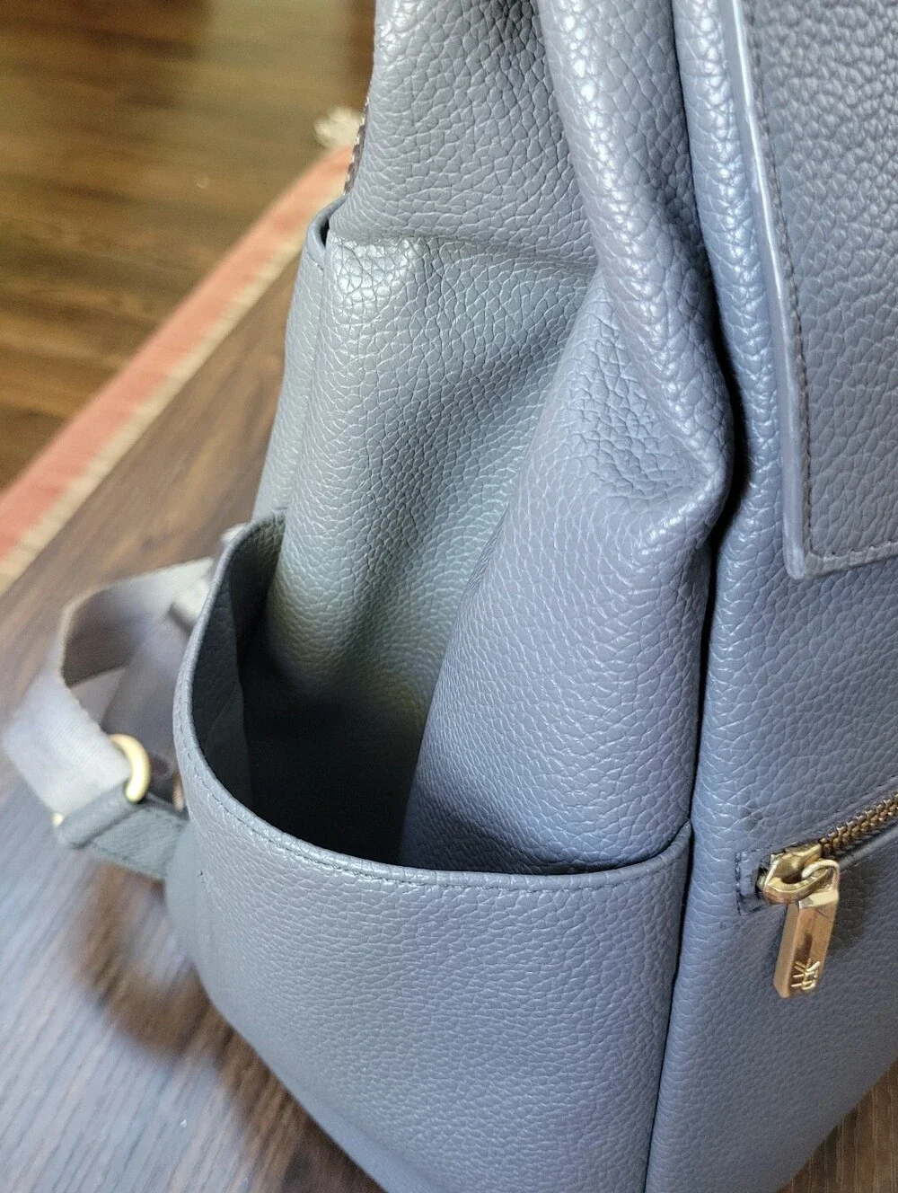 Freshly Picked Gray Vegan Leather Diaper Bag Backpack Adjustable Minimalist